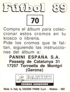 1988-89 Panini Spanish Liga #70 Patricio Yanez Back