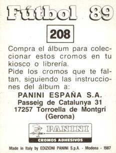 1988-89 Panini Spanish Liga #208 Angel Perez Garcia Back