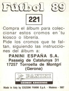 1988-89 Panini Spanish Liga #221 Roberto Santamaría Back
