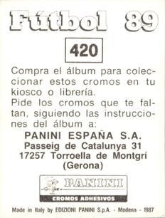 1988-89 Panini Spanish Liga #420 Escudo Back