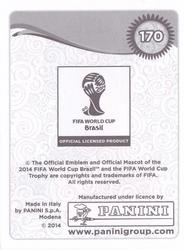 2014 Panini FIFA World Cup Brazil Stickers Platinum Edition #170 Mark Milligan Back