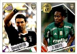 2018 Panini FIFA 365 Stickers #497a / 497b Gianluigi Buffon / Zé Roberto Front