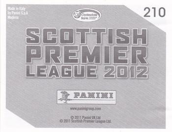 2012 Panini Scottish Premier League Stickers #210 Steven Whittaker Back