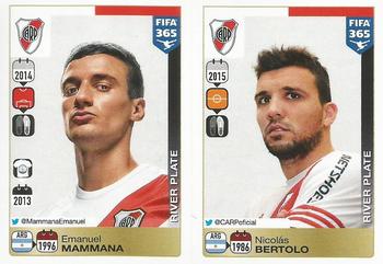 2015-16 Panini FIFA 365 The Golden World of Football Stickers #108 / 109 Emanuel Mammana / Nicolás Bertolo Front