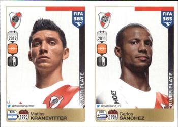 2015-16 Panini FIFA 365 The Golden World of Football Stickers #112 / 116 Matías Kranevitter / Carlos Sánchez Front