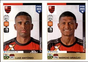 2015-16 Panini FIFA 365 The Golden World of Football Stickers #200 / 201 Luiz Antônio / Márcio Araújo Front