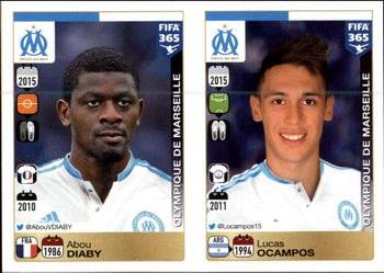 2015-16 Panini FIFA 365 The Golden World of Football Stickers #427 / 428 Abou Diaby / Lucas Ocampos Front