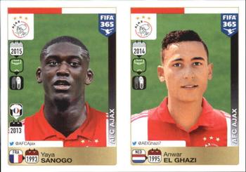 2015-16 Panini FIFA 365 The Golden World of Football Stickers #669 / 670 Yaya Sanogo / Anwar El Ghazi Front