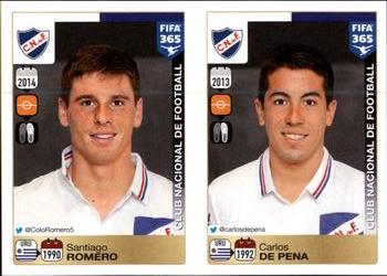 2015-16 Panini FIFA 365 The Golden World of Football Stickers #802 / 806 Santiago Romero / Carlos de Pena Front