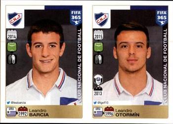 2015-16 Panini FIFA 365 The Golden World of Football Stickers #817 / 818 Leandro Barcia / Leandro Otormín Front