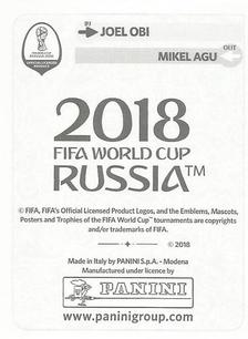 2018 Panini FIFA World Cup: Russia 2018 Update Stickers #345 Joel Obi Back