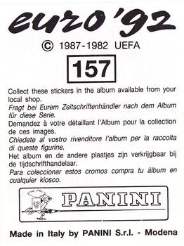 1992 Panini Euro '92 Stickers #157 Gordon Strachan Back