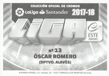 2017-18 Panini LaLiga Santander Este Stickers #54 Oscar Romero Back
