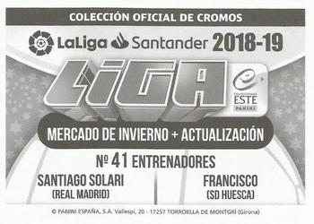 2018-19 Panini LaLiga Santander Este Stickers - Mercado de Invierno + Actualización #41 Francisco / Santiago Solari Back