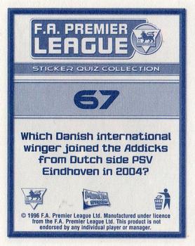 2005-06 Merlin FA Premier League Sticker Quiz Collection #67 Dennis Rommedahl Back