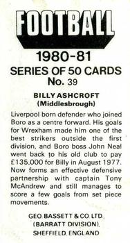 1980-81 Bassett & Co. Football #39. Billy Ashcroft Back