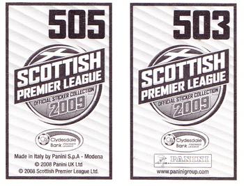 2009 Panini Scottish Premier League Stickers #503 / 505 Jim Hamilton / Stephen McGinn Back