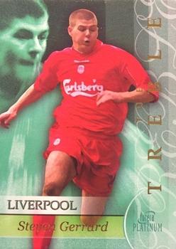 2001 Futera Platinum Liverpool The Treble #TR5. Steven Gerrard Front