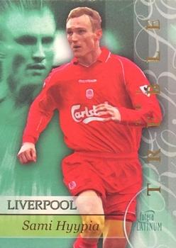 2001 Futera Platinum Liverpool The Treble #TR9. Sami Hyypia Front