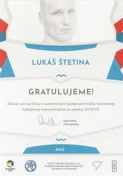 2019-20 SportZoo Futbalové Slovensko - Slovenskí Sokoli Autographs #RA12 Lukas Stetina Back