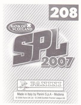 2007 Panini Scottish Premier League Stickers #208 Merouane Zemmama Back