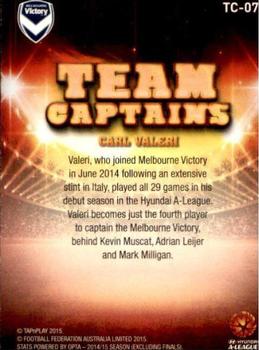 2015-16 Tap 'N' Play Football Federation Australia - Team Captains #TC-07 Carl Valeri Back