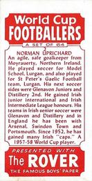 1958 D.C. Thomson Rover World Cup Footballers #2 Norman Uprichard Back