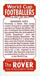 1958 D.C. Thomson Rover World Cup Footballers #7 Raymond Kopa Back