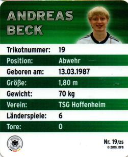 2010 Rewe DFB Team #19 Andreas Beck Back