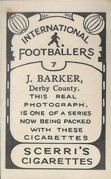 1936 Scerri's Cigarettes International Footballers #7. Jack Barker Back
