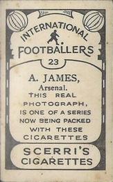 1936 Scerri's Cigarettes International Footballers #23. Alex James Back