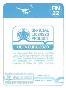 2020 Panini UEFA Euro 2020 International Stickers Preview #FIN22 Joni Kauko Back