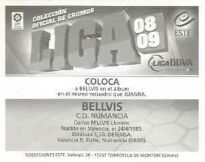 2008-09 Panini Este Spanish Liga #295 Carlos Bellvis Back