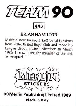 1990 Merlin Team 90 #443 Brian Hamilton Back
