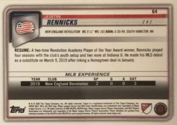 2020 Bowman MLS - Orange #64 Justin Rennicks Back