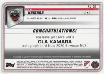 2020 Bowman MLS - Autographs #AU-OK Ola Kamara Back