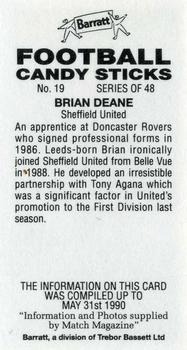 1990-91 Barratt Football Candy Sticks #19 Brian Deane Back