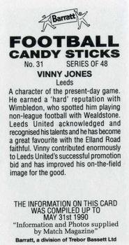 1990-91 Barratt Football Candy Sticks #31 Vinny Jones Back