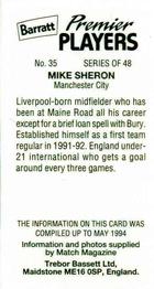 1994 Barratt Premier Players #35 Mike Sheron Back