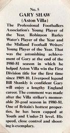 1981 Shoot Magazine Top 20 Strikers #5 Gary Shaw Back