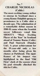1981 Shoot Magazine Top 20 Strikers #7 Charlie Nicholas Back