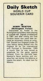 1970 Daily Sketch World Cup Souvenir #28 Henry Newton Back