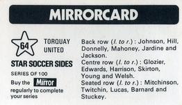 1971-72 The Mirror Mirrorcard Star Soccer Sides #64 Torquay United Back