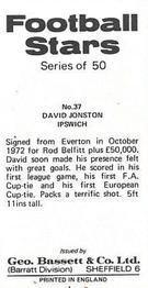 1974-75 Bassett & Co. Football Stars #37 David Johnson Back