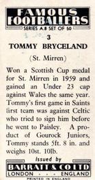 1960 Barratt & Co. Famous Footballers (A8) #3 Tommy Bryceland Back