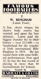 1960 Barratt & Co. Famous Footballers (A8) #7 Billy Bingham Back
