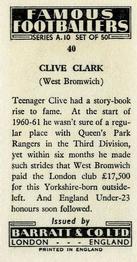 1962 Barratt & Co. Famous Footballers (A10) #40 Clive Clark Back