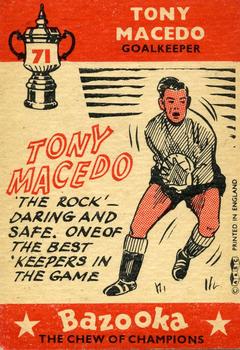 1962 A&BC Chewing Gum Bazooka #71 Tony Macedo Back