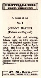 1963 Comet Sweets Footballers and Club Colours #4 Johnny Haynes Back