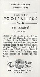 1959-60 Chix Confectionery Famous Footballers #42 Pat Saward Back